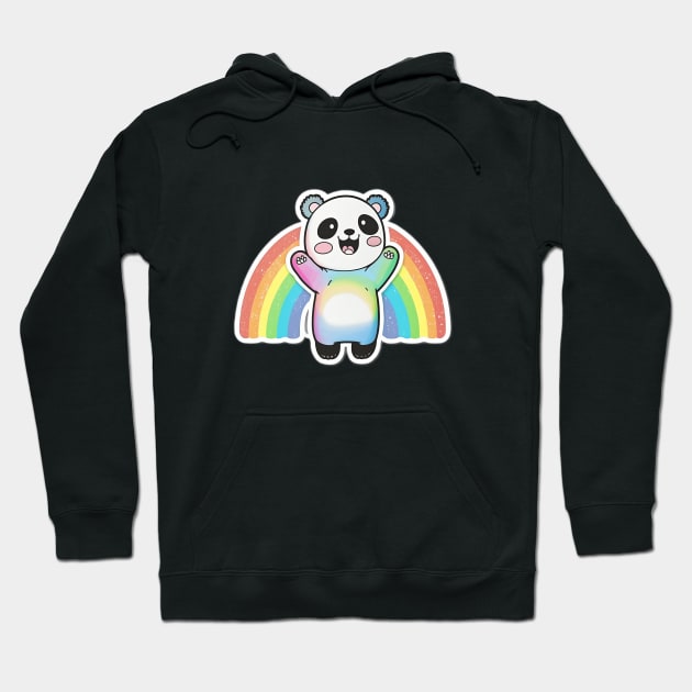 Cute Cartoon Panda Rainbow Colourful Funny Kawaii Hoodie by kiddo200